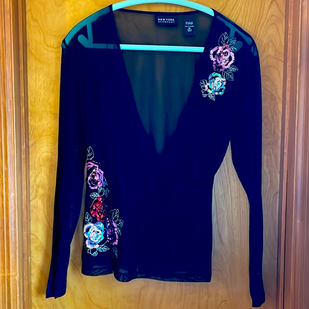 New York and Company Sheer Top, Medium
